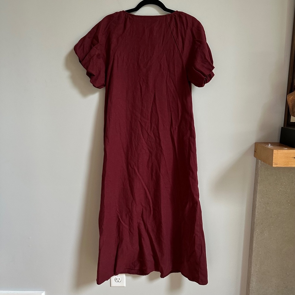 NWT Madewell Responsible Bubble Sleeve Button Front Midi Dress - Picture 7 of 9